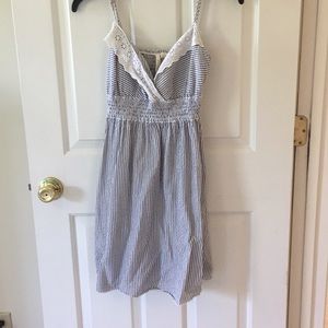 Blue and white striped sun dress